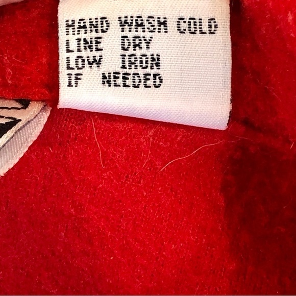 VINTAGE Take Two fleece shirt jacket button front cat applique red M - Picture 10 of 11